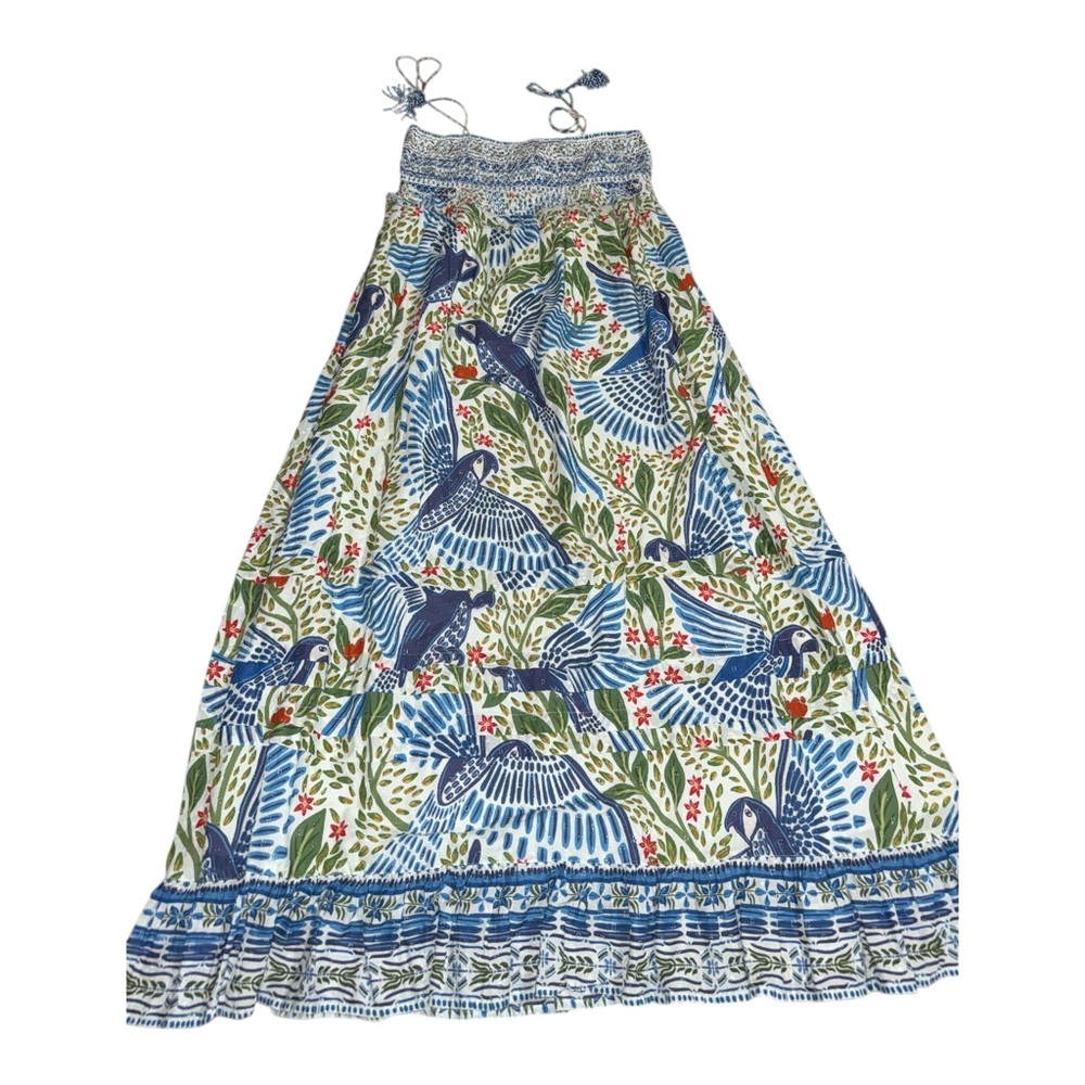Farm Rio Off White Macaw Flight Smocked Maxi Dress size XL